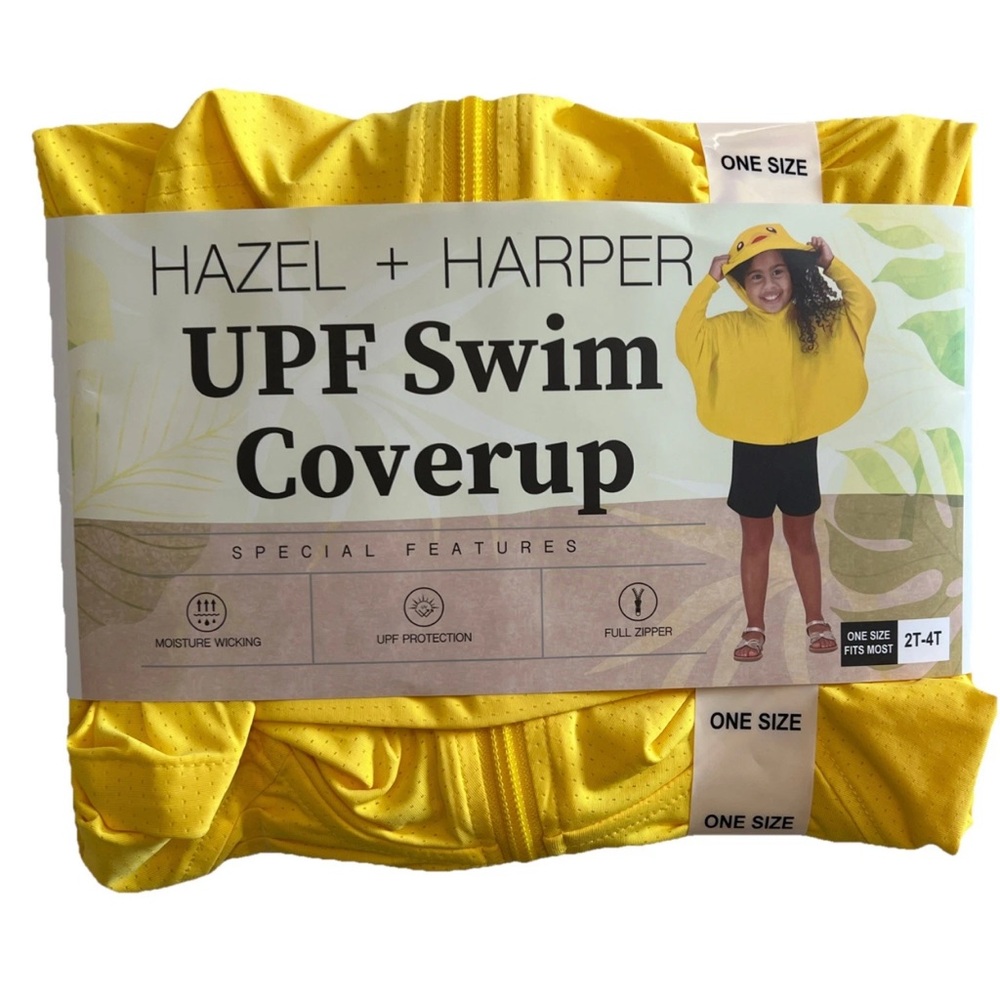 HAZEL + HARPER Duck UPF Swim Coverup 2T-4T One Size Yellow Full Zipper NWT